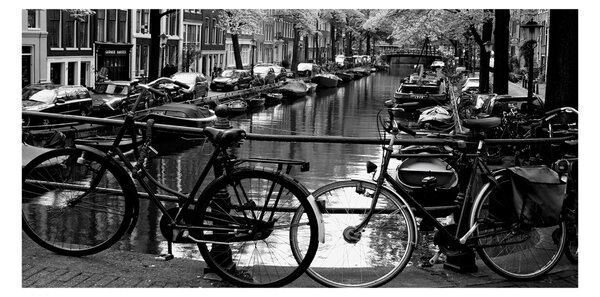 Fotografie imprimată pe sticlă biciclete Amsterdam