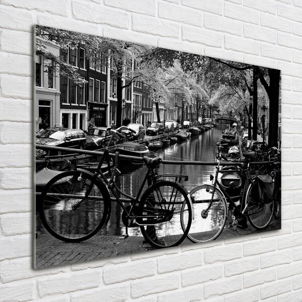 Fotografie imprimată pe sticlă biciclete Amsterdam