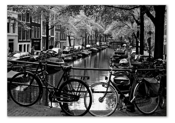 Fotografie imprimată pe sticlă biciclete Amsterdam