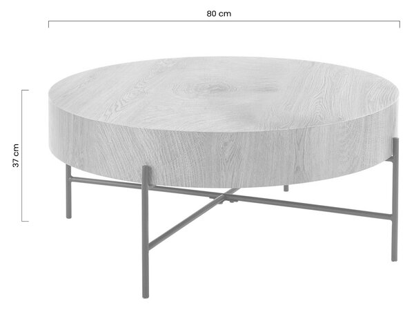 Măsuță de cafea rotundă Liviano 80 și 45 cm - stejar natural / negru