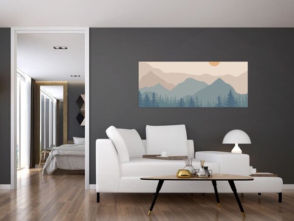 Tablou - Munții Turcoaz N⁰1 (120x50 cm)