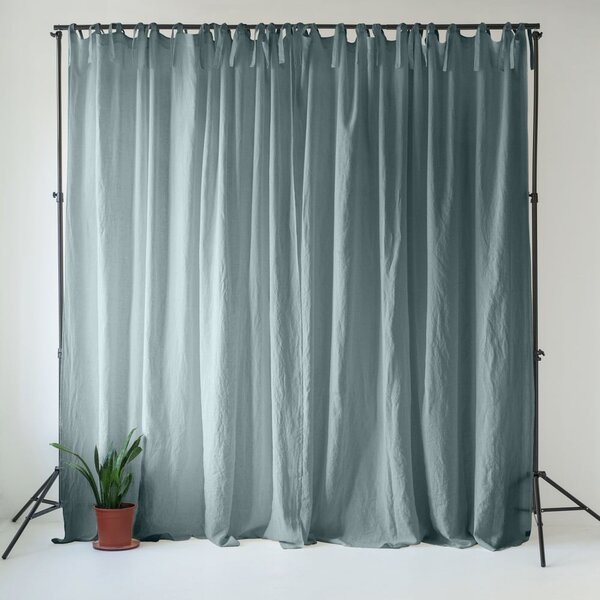 Draperie albastru prăfuit din in 140x300 cm Blue Fog – Linen Tales