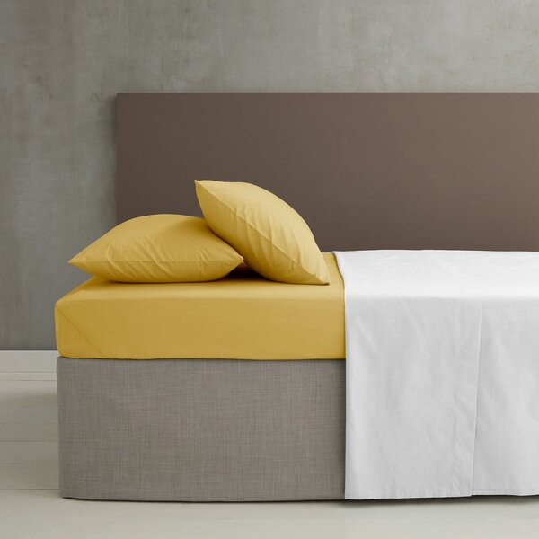 Cearceaf galben din bumbac percale cu elastic 90x190 cm Easy Iron Percale – Catherine Lansfield