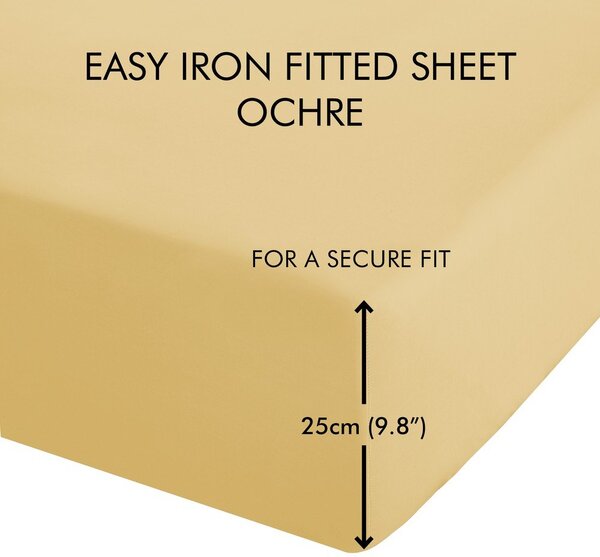Cearceaf galben din bumbac percale cu elastic 90x190 cm Easy Iron Percale – Catherine Lansfield