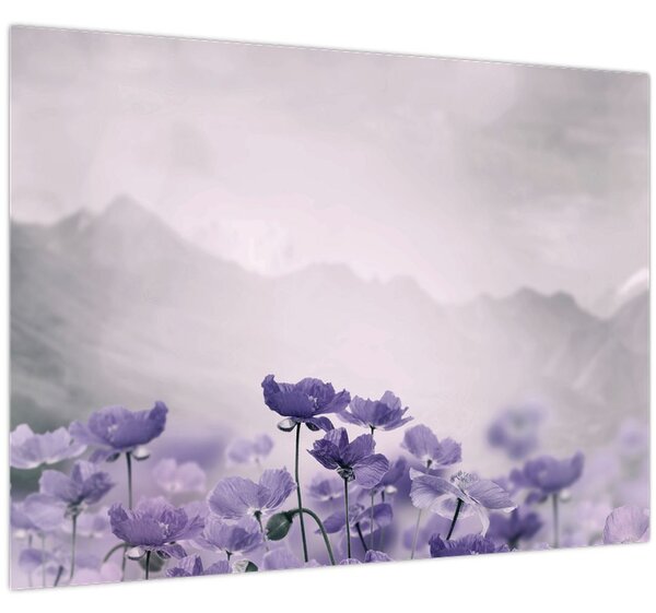 Tablou - Flori mov în munți (70x50 cm)