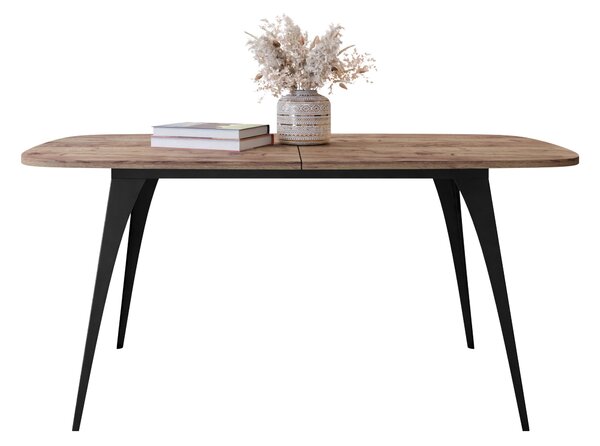 Masă Oswego 131Negru, Stejar Craft auriu, 8x9x16cm, ExtensieExtensie, PAL laminat, Metal