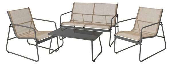 Set mobilier de exterior AquesAntracit, Maro deschis, Lozie din plastic, Metal