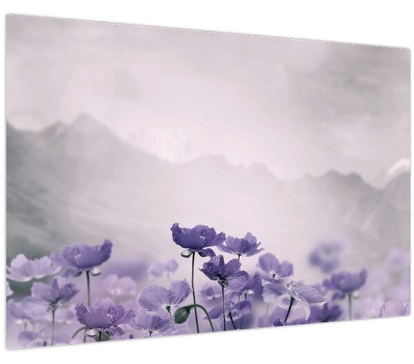 Tablou - Flori mov în munți (90x60 cm)