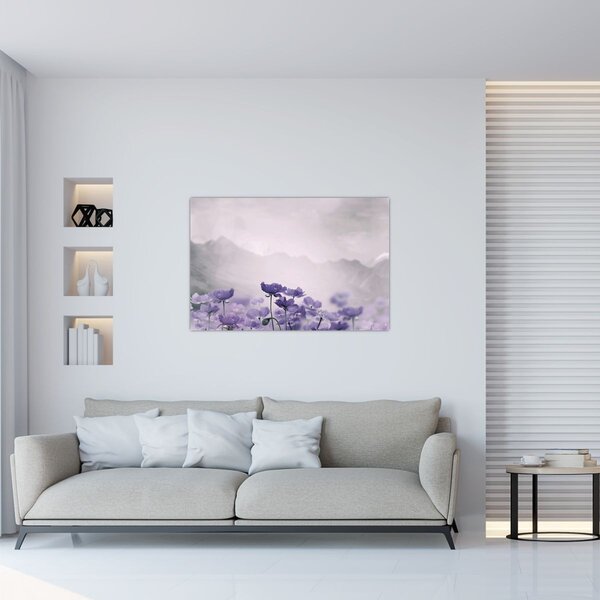 Tablou - Flori mov în munți (90x60 cm)