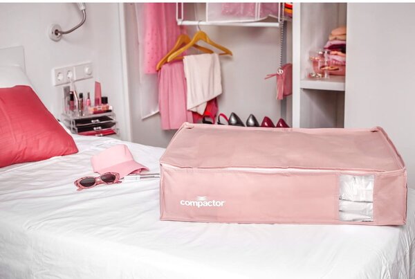Cutie de depozitare sub pat din plastic cu vacuum 65x45x15,5 cm Pink Edition – Compactor