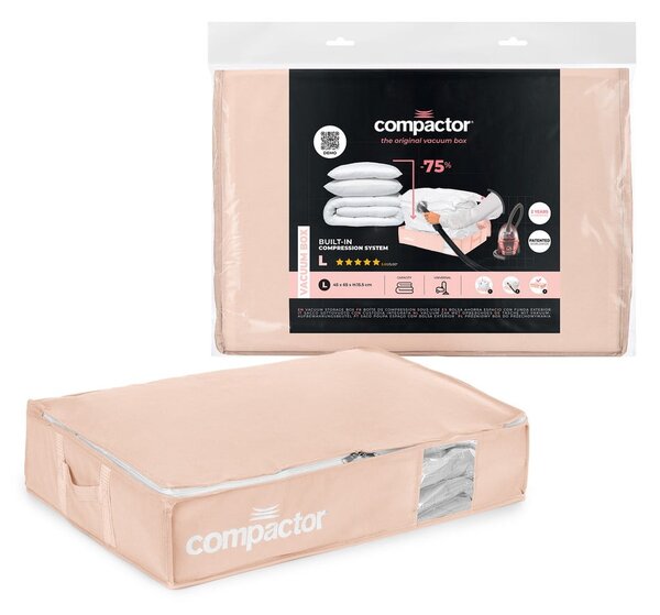 Cutie de depozitare sub pat din plastic cu vacuum 65x45x15,5 cm Pink Edition – Compactor