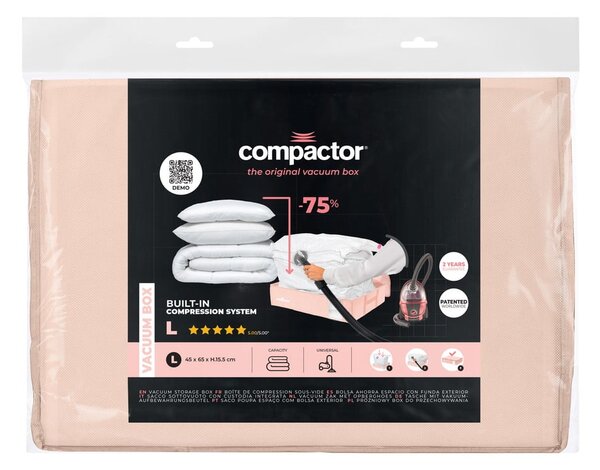 Cutie de depozitare sub pat din plastic cu vacuum 65x45x15,5 cm Pink Edition – Compactor