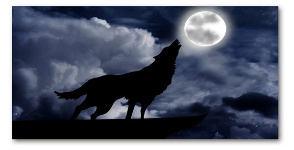 Tablou pe pe sticlă Howling lup plin