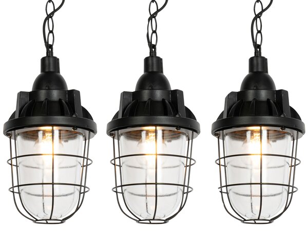 Set de 3 lămpi suspendate industriale negre - Cabin