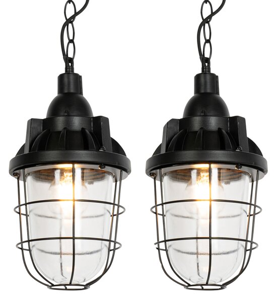 Set de 2 lămpi suspendate industriale negre - Cabin