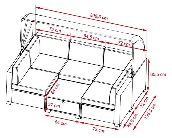 Set mobilier din ratan pentru grădină Avenberg GALIA negru/albastru + huse bej