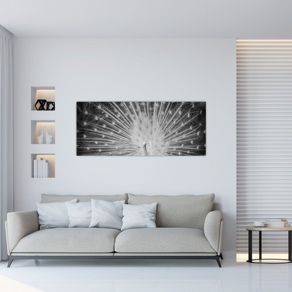 Tablou - Păun alb (120x50 cm)