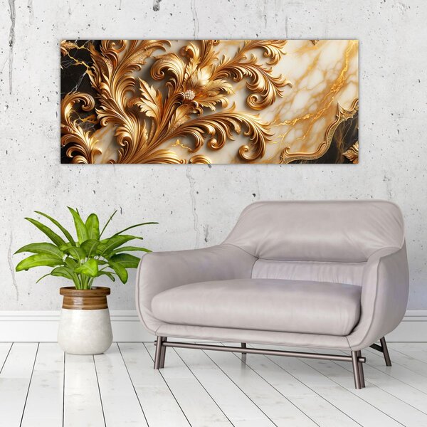 Tablou - Marmură cu auriu (120x50 cm)