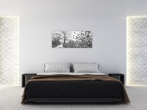Tablou - Câmpuri în timpul iernii (120x50 cm)