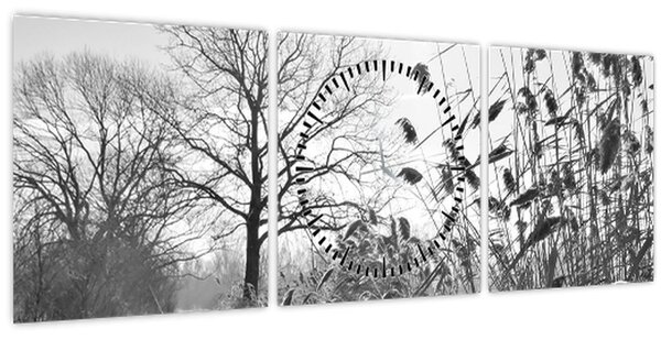 Tablou - Câmpuri în timpul iernii (cu ceas) (90x30 cm)