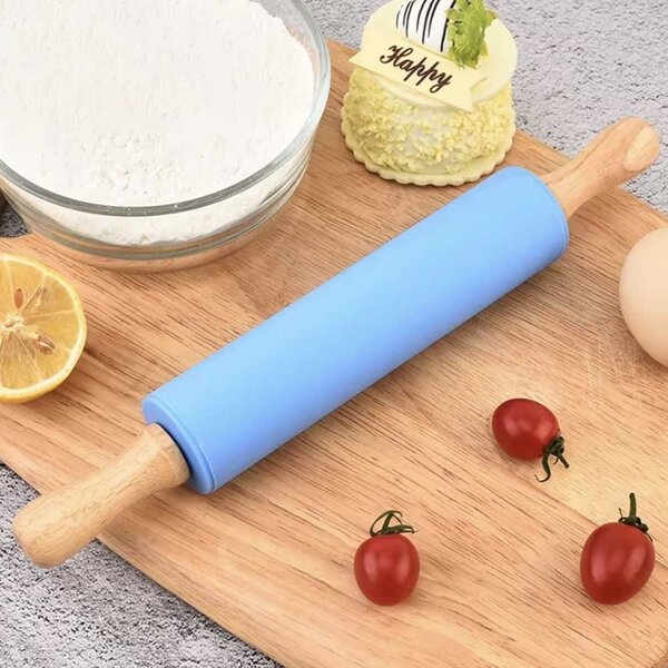 Sucitor Pufo pentru bucatarie sau cofetarie din lemn si silicon, 43 cm, albastru