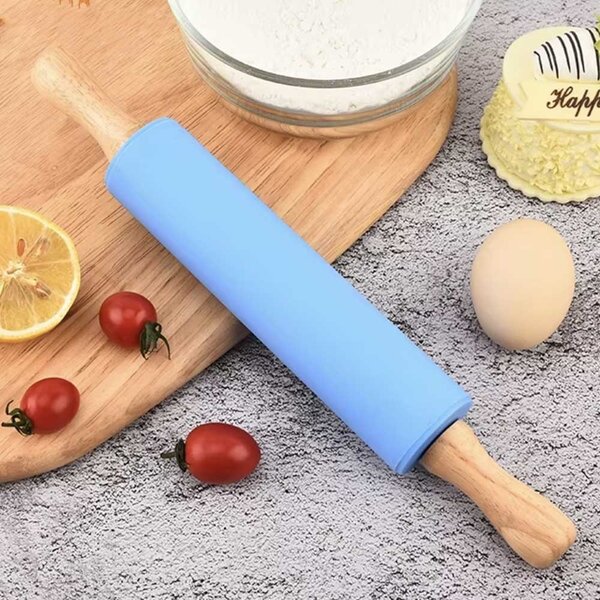 Sucitor Pufo pentru bucatarie sau cofetarie din lemn si silicon, 43 cm, albastru