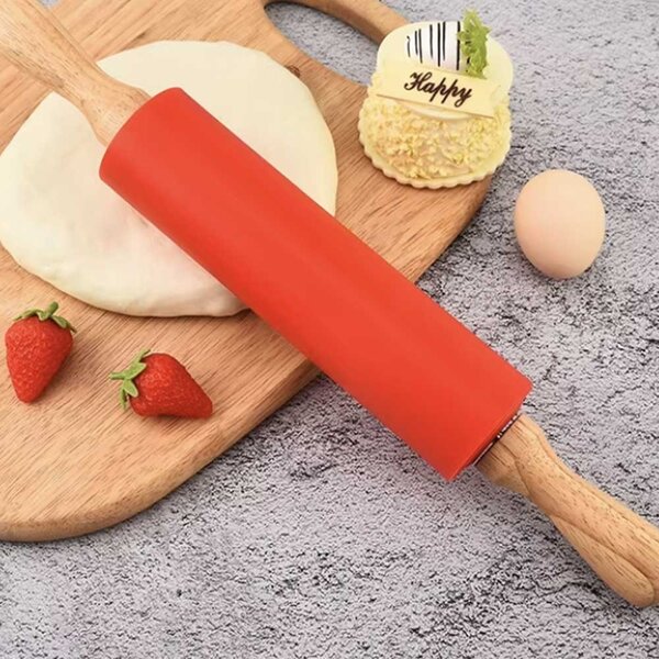 Sucitor Pufo pentru bucatarie sau cofetarie din lemn si silicon, 43 cm, rosu