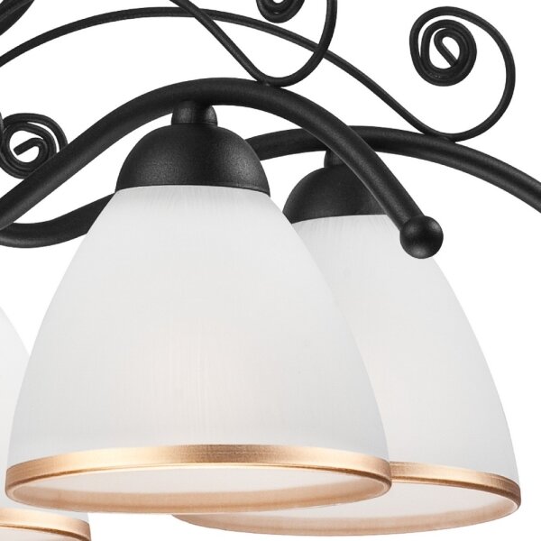 Candelabru RETRO II pe lanț, 5xE27/60W/230V, negru mat