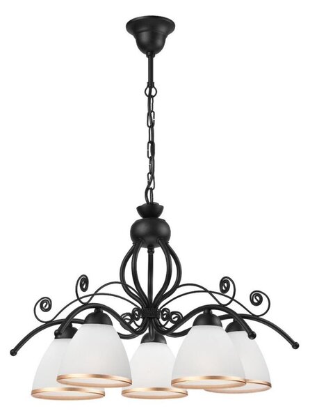 Candelabru RETRO II pe lanț, 5xE27/60W/230V, negru mat