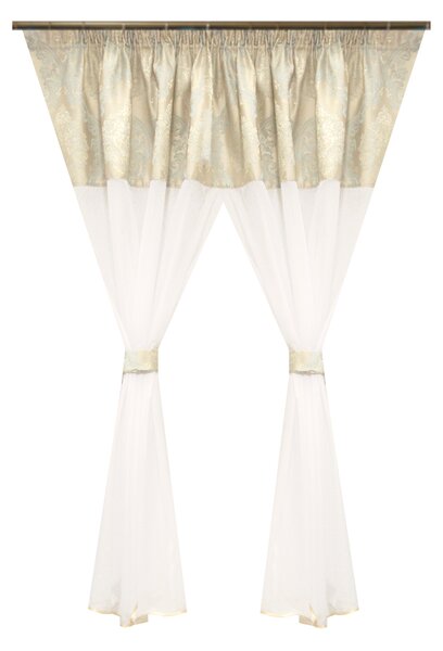 Perdea Velaria voal alb si tafta baroc, 245x155 cm
