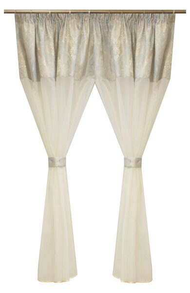 Perdea Velaria voal ivoire si tafta baroc, 210x145 cm