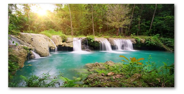 Tablou pe pe sticlă Cascada din pădure