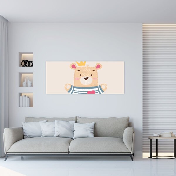 Tablou - Teddy ursuleț cu coroană (120x50 cm)