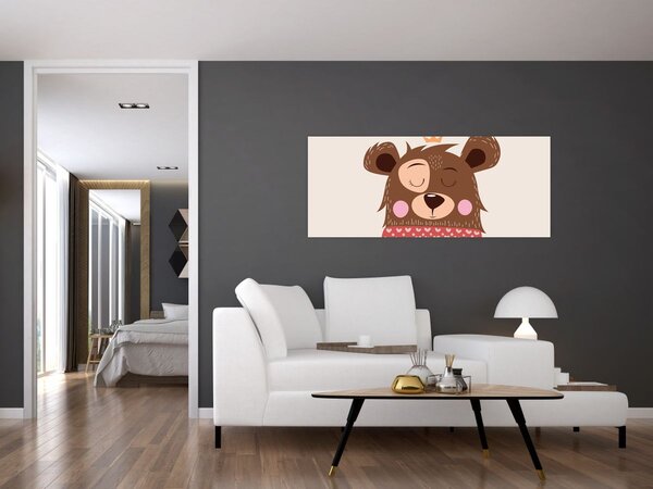 Tablou - Teddy ursuleț cu eșarfă roșie (120x50 cm)