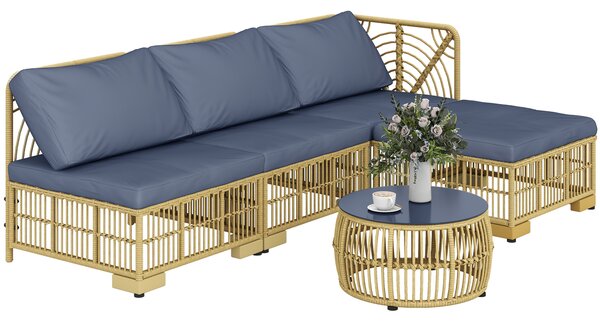 Outsunny Set de mobilier din rachita de 5 bucati, Gri
