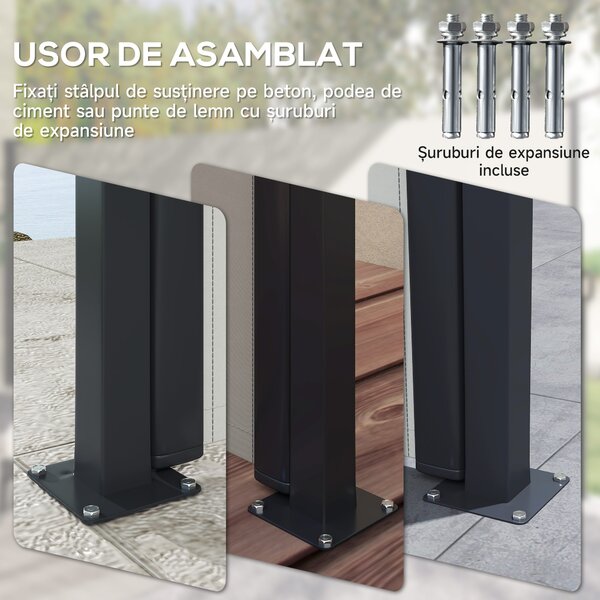Outsunny Paravan Lateral Retractabil cu Mâner, UV30+, 400x160 cm, Gri Deschis | Aosom Romania