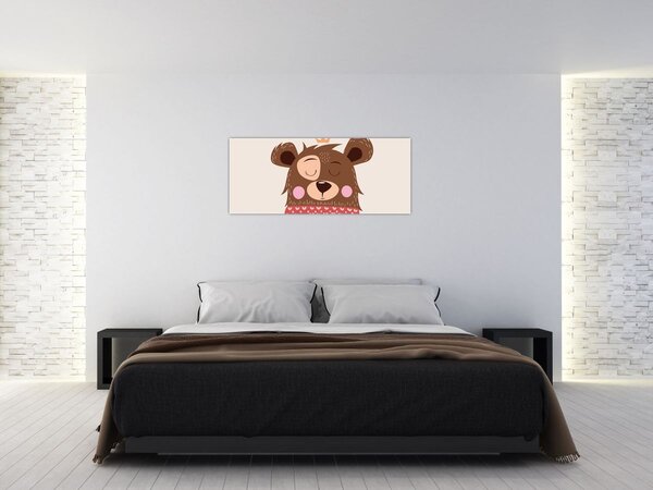 Tablou - Teddy ursuleț cu eșarfă roșie (120x50 cm)