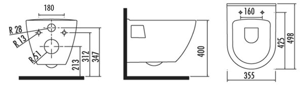 Aqualine Aqualine, vas WC suspendat NERA, 50x35,5 cm, alb, NS952