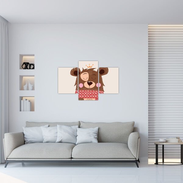 Tablou - Teddy ursuleț cu eșarfă roșie (90x60 cm)