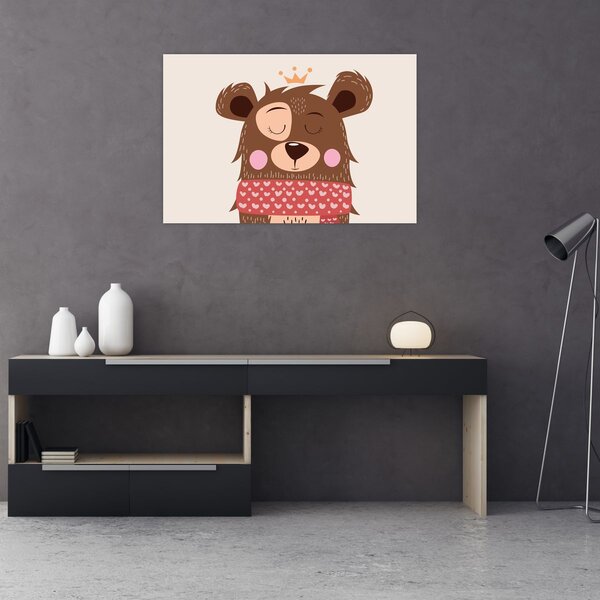 Tablou - Teddy ursuleț cu eșarfă roșie (90x60 cm)