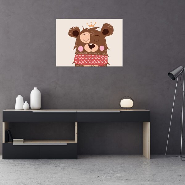 Tablou - Teddy ursuleț cu eșarfă roșie (70x50 cm)