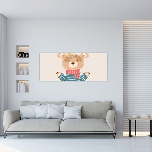 Tablou - Bej ursuleț de pluș cu coroană (120x50 cm)