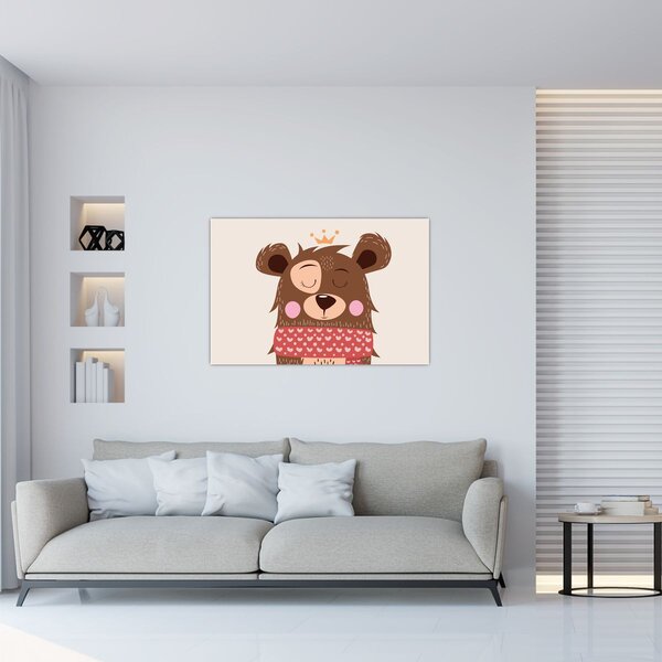Tablou - Teddy ursuleț cu eșarfă roșie (90x60 cm)