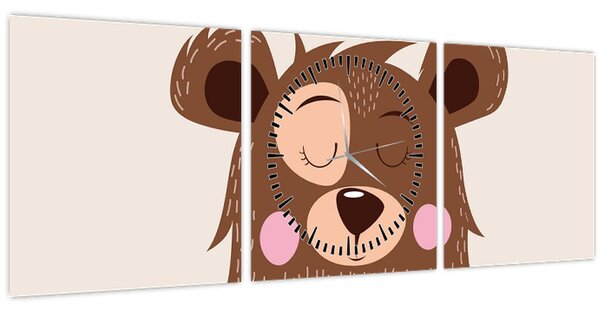 Tablou - Teddy ursuleț cu eșarfă roșie (cu ceas) (90x30 cm)