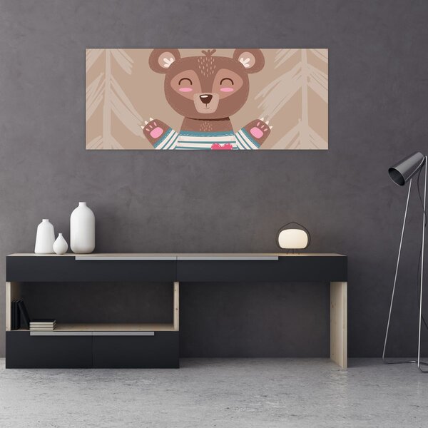 Tablou - Ursuleț de pluș în tricou cu dungi (120x50 cm)