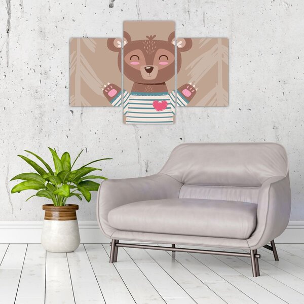 Tablou - Ursuleț de pluș în tricou cu dungi (90x60 cm)