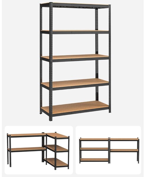 Rafturi cu podea, rafturi cu capacitate de încărcare de 175 kg pe raft, negru 200x120x60cm