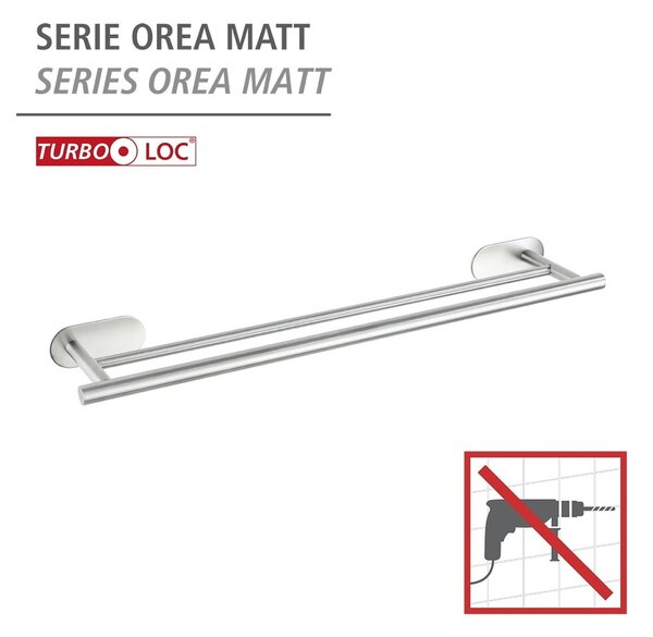 Suport pentru prosoape argintiu mat autoadeziv din oțel inoxidabil Orea Duo – Wenko