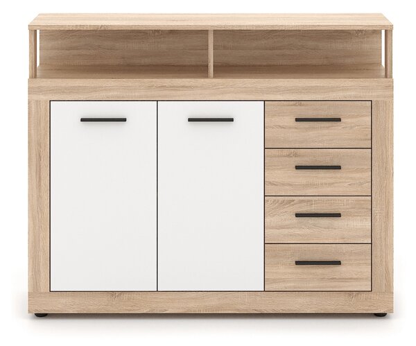 Comodă BLAGO MIDI A 119,5 cm – stejar sonoma/alb