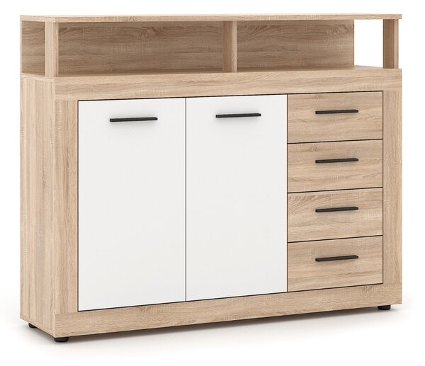 Comodă BLAGO MIDI A 119,5 cm – stejar sonoma/alb